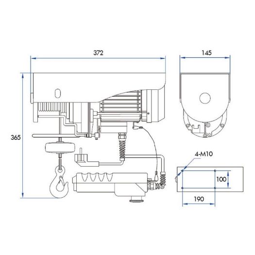 Električna sajlasta dizalica | 250/500 kg | 12/6 m | 230 V | el. vozna kolica