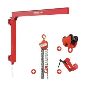 Set zidne okretne dizalice 500 kg | ručna lančana dizalica | kolica, stezaljka