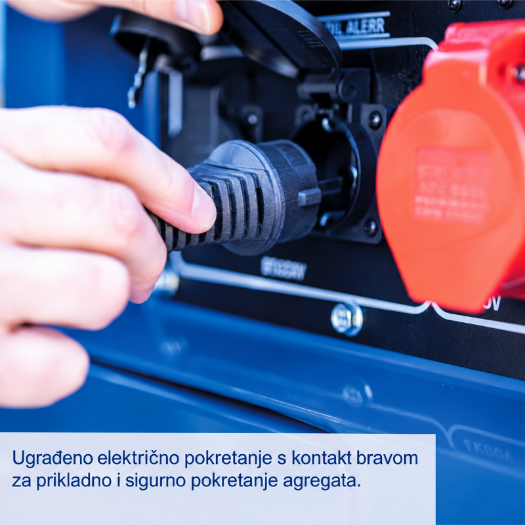 Pokretni dizelski generator s četiri transportna kotača, ručkom i baterijom za električno pokretanje