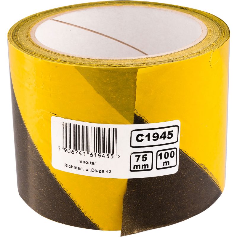 Nastro di segnalazione giallo-nero da 100 m/75 mm