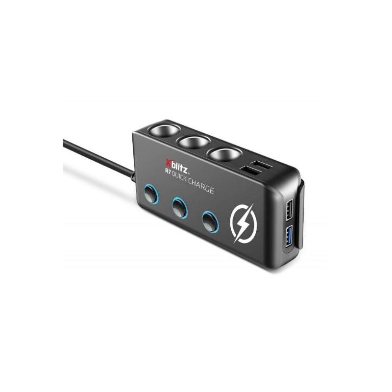 Multipresa per auto con caricatore USB, 3 x 12-24 V, 200 W