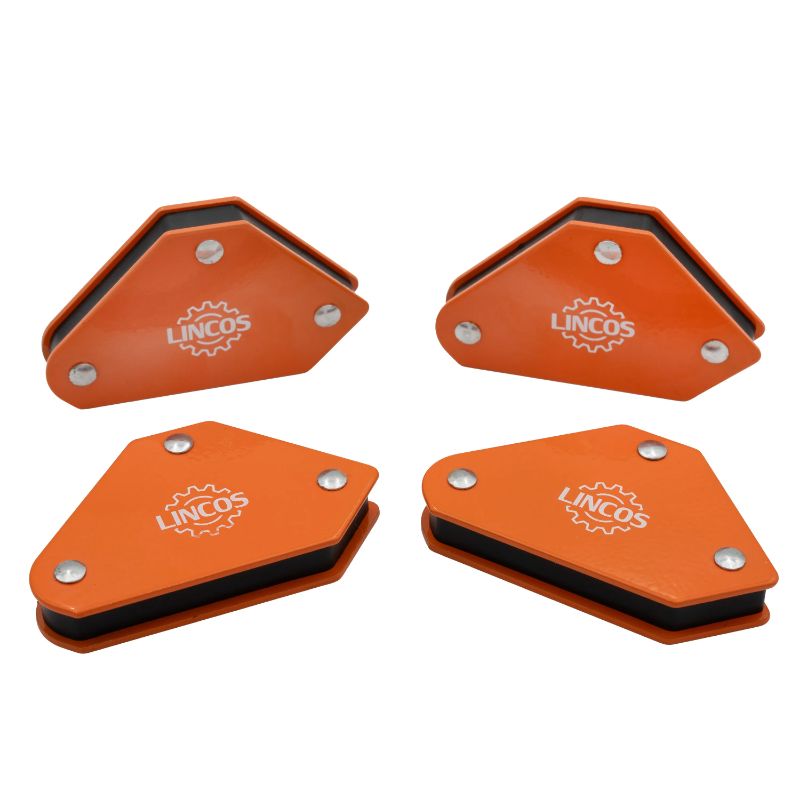 Set di 4 pezzi per il fissaggio dei pezzi durante la saldatura magnetica.