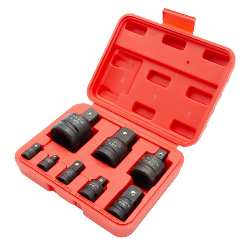 Set di adattatori a impatto, in acciaio al cromo-molibdeno, 8 pezzi, da 1" a 3/8"