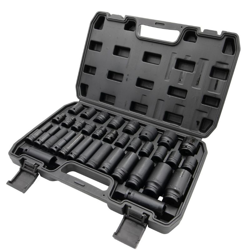 Set di bussole a impatto da 1/2", nere, 35 pezzi