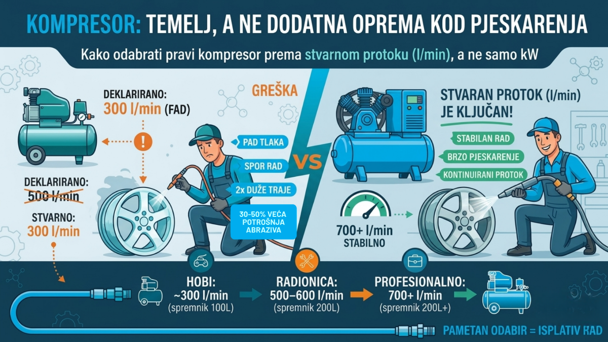 Kompresor kod pjeskarenja kao temelj sustava Kompresor kod pjeskarenja kao temelj sustava