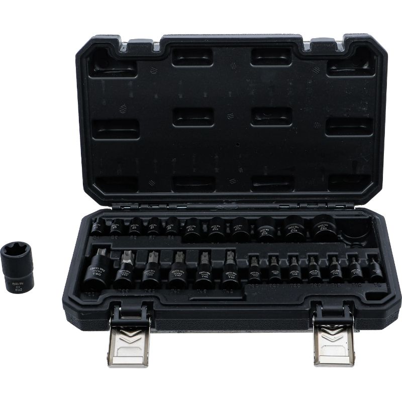 Set di chiavi a bussola Torx ed E-Star da 1/4", 3/8" e 1/2", 25 pezzi