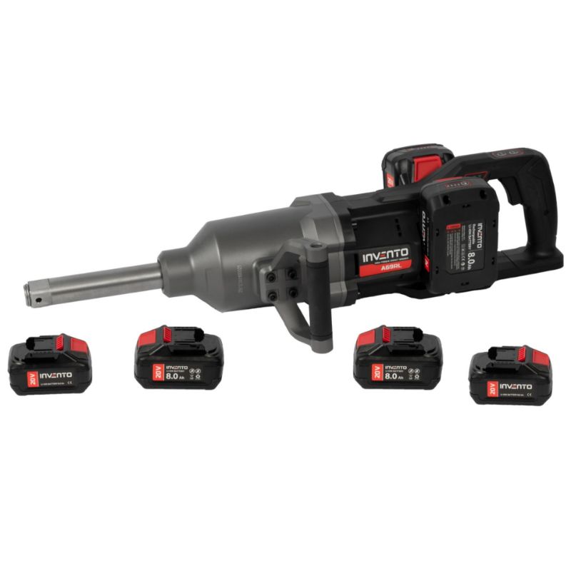 Avvitatore a impulsi senza fili, 4000 Nm, attacco lungo 1” – Set di 4 batterie da 8 Ah
