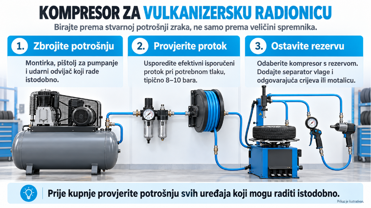 Na koji način odabrati kompresor u vulkanizerskoj radionici?